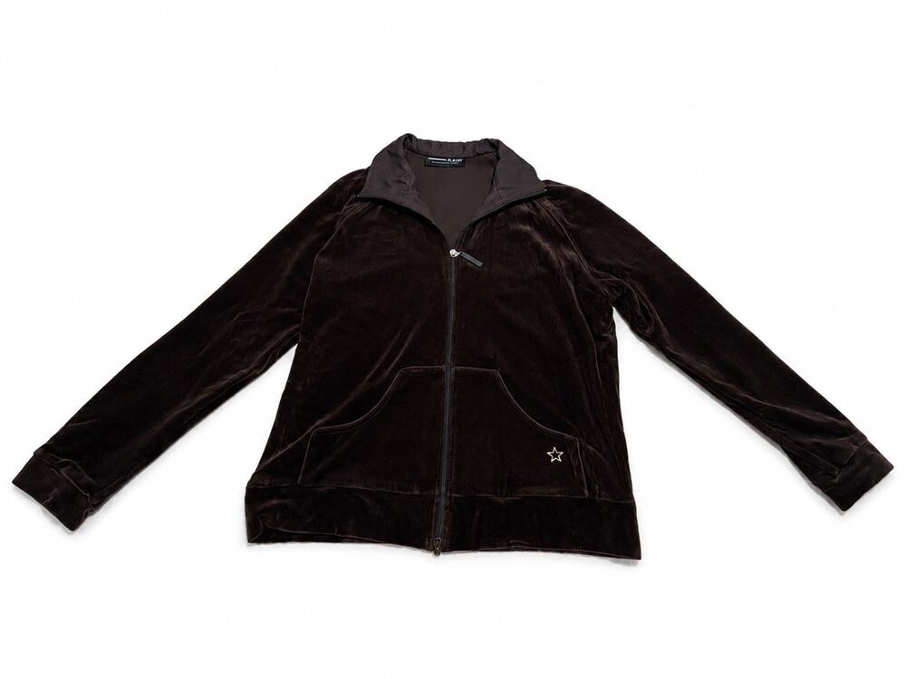 B.N.W Bianca Nygard Weekend Women’s L Brown Velvet Zip Up Jacket Star Accent